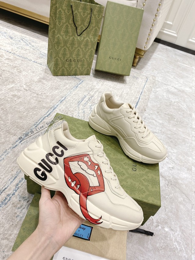 gucci古馳情侶款老爹鞋 市面最高端老爹鞋 gucci男女同款休閒運動鞋 dx3321